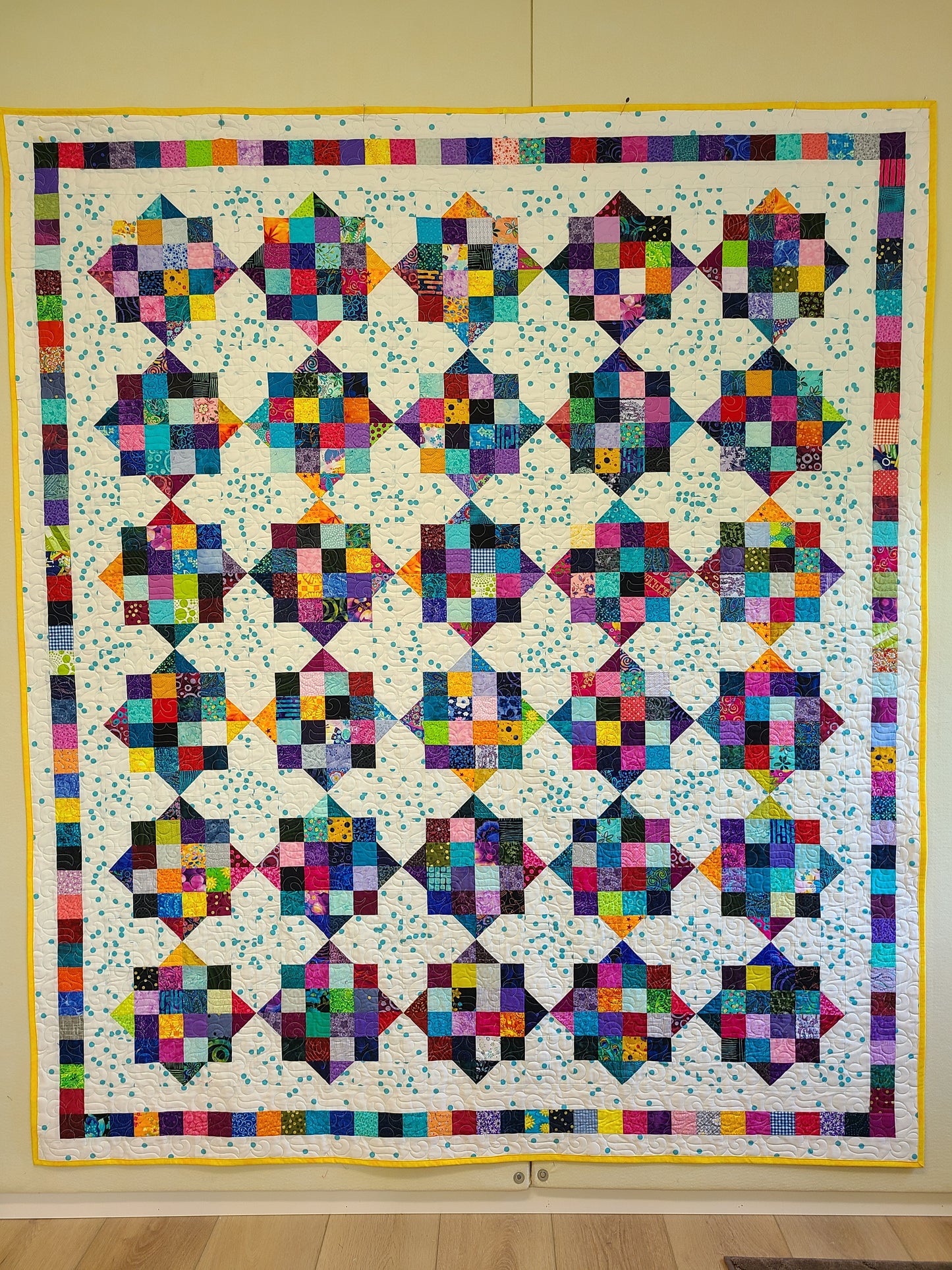 Patchwork and Bubbles 71" x 82"
