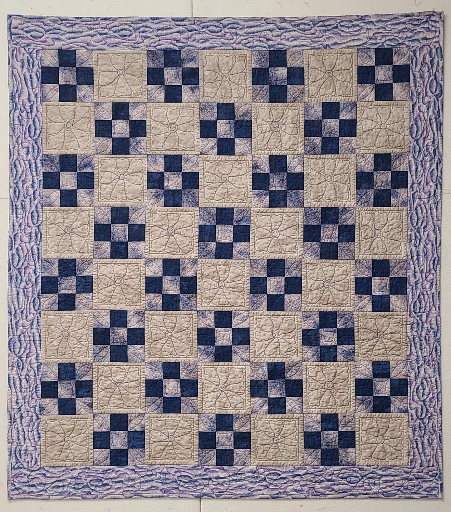 Baby Quilt Blue & Taupe