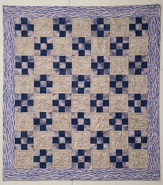 Baby Quilt Blue & Taupe
