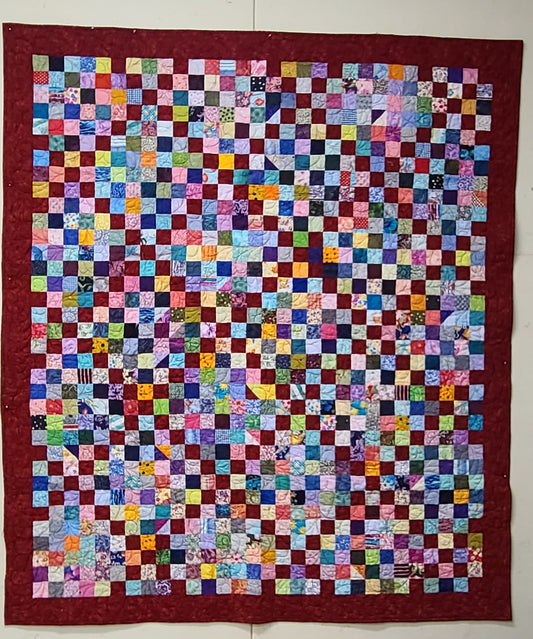 Red Patch Squares 67" x 77"